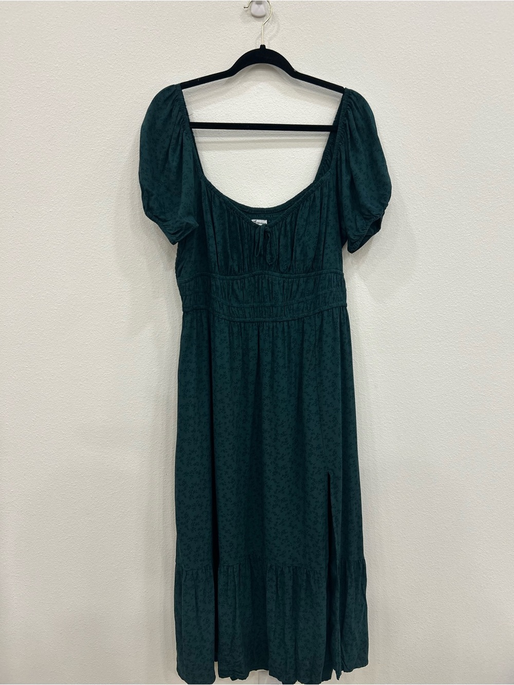 Hollister smocked babydoll milkmaid floral maxi dress cottagecore fairy grunge